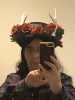 bad selfie of me wearing an antlered hat